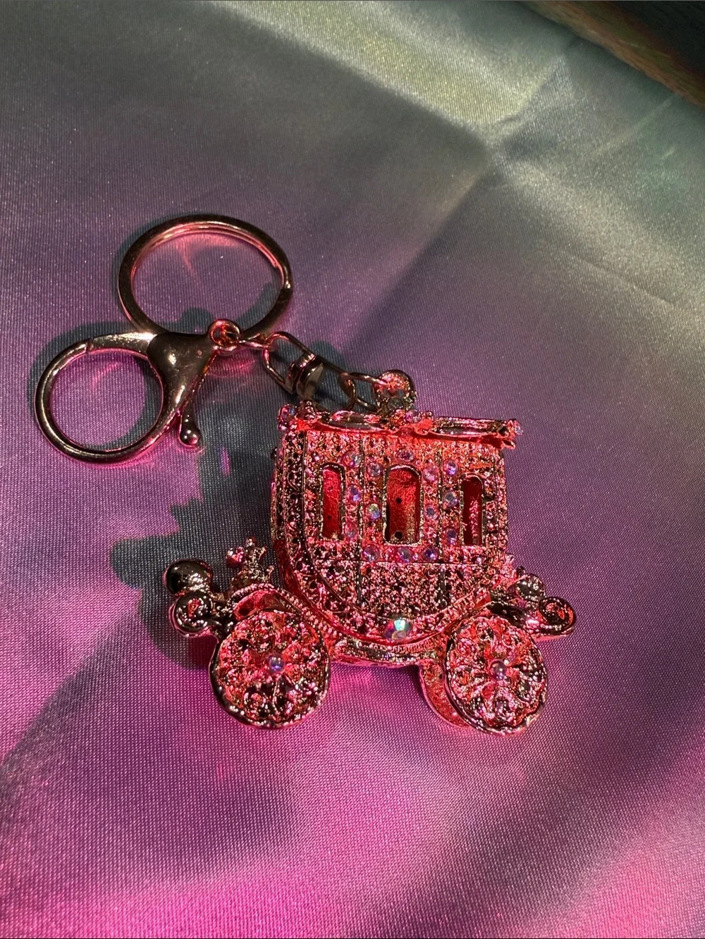 Sparkling Pink Carriage Bag Charm/Keychain - Women's Accessory